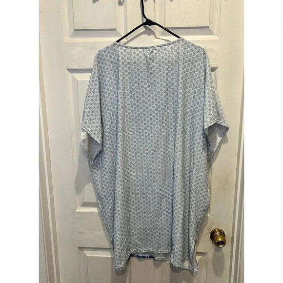 NEW Aqua Et Sol Swim Cover Up Womens L Blue White Geometric Dress UPF 50 - Picture 7 of 8